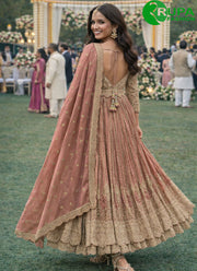 Attractive Onion Pink Color Georgette Embroidered Work Chinon Anarkali Salwar Suit